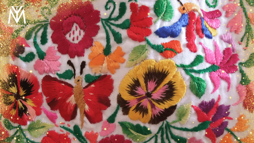 kwiatowe wzory kolorowego haftu